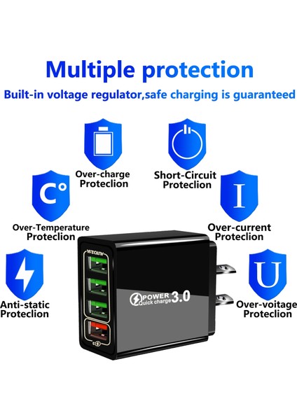 Aosexi 4 Port Ab/abd/ingiltere/au Tak USB Hızlı Şarj Cihazı Hızlı Şarj 3.0 48W Duvar Cep Telefonu Tablet Şarj Cihazları iPhone Için Hızlı Şarj (Yurt Dışından) indirimleri