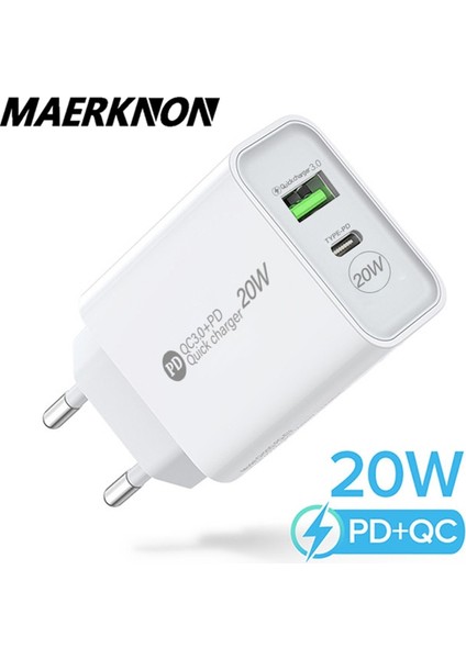 Pd 20W Tip C Şarj Cihazı USB Hızlı Şarj Cihazı Qc 3.0 Duvar Hızlı Şarj Şarj Adaptörü iPhone 14 13 12 iPad Huawei Xiaomi Samsung (Yurt Dışından)