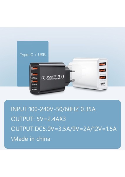 60W USB Şarj Aleti Pd Telefon Şarj Cihazı Qc 3.0 4 Port Hızlı Şarj Adaptörü iPhone 13 12 11 Samsung Huawei P30 P50 USB Chargeur (Yurt Dışından) indirimleri