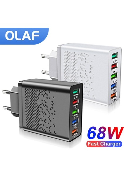 68W 5 Port USB Şarj Aleti Adaptörü Cep Telefonu Hızlı Şarj Smartphone iPhone 13 12 Samsung Xiaomi Tablet USB Chargeur Qc 3.0 (Yurt Dışından)