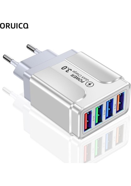 Hızlı 4 USB Şarj Cihazı Hızlı Şarj 3.0 Hızlı USB Duvar Şarj Cihazı Taşınabilir Mobil Şarj Cihazı Qc 3.0 Adaptörü Xiaomi iPhone x Için Ab Abd Tak (Yurt Dışından)