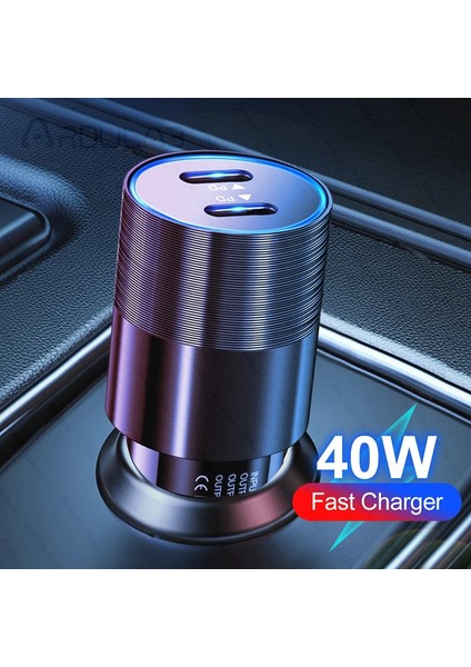 40W USB C Hızlı Araç Şarj Cihazı 2 Bağlantı Noktası Tip C Pd Araç Şarj Cihazı iPhone 13 12 11 Pro Max Samsung Cep Telefonu Arabada Güç Adaptörü (Yurt Dışından)