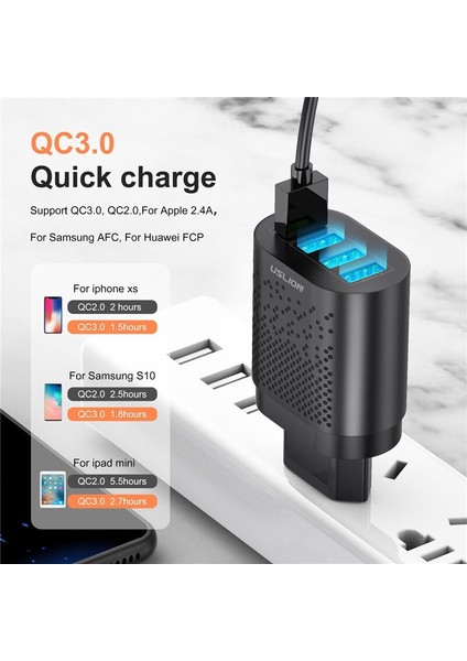 Uslıon 48W Hızlı Şarj Qc 3.0 USB Evrensel Cep Telefonu Şarj Cihazı Duvar Hızlı Şarj Adaptörü iPhone Samsung Huawei Xiaomi 12 (Yurt Dışından) fiyatları