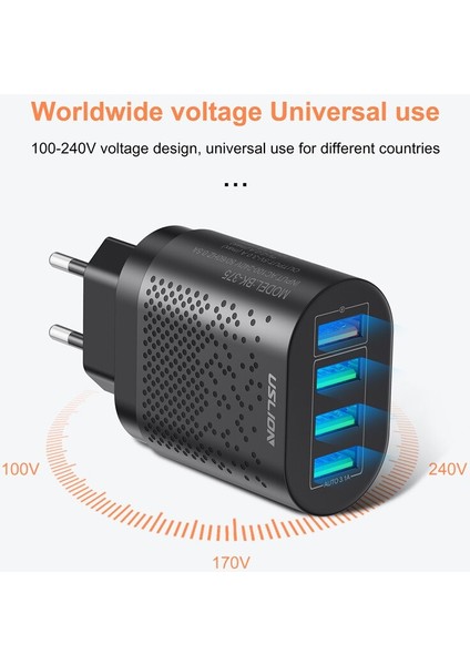 Uslıon 48W Hızlı Şarj Qc 3.0 USB Evrensel Cep Telefonu Şarj Cihazı Duvar Hızlı Şarj Adaptörü iPhone Samsung Huawei Xiaomi 12 (Yurt Dışından) modelleri