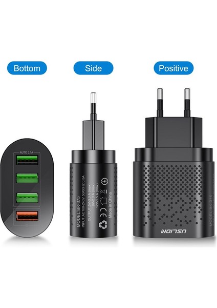 Uslıon 48W Hızlı Şarj Qc 3.0 USB Evrensel Cep Telefonu Şarj Cihazı Duvar Hızlı Şarj Adaptörü iPhone Samsung Huawei Xiaomi 12 (Yurt Dışından) indirimleri