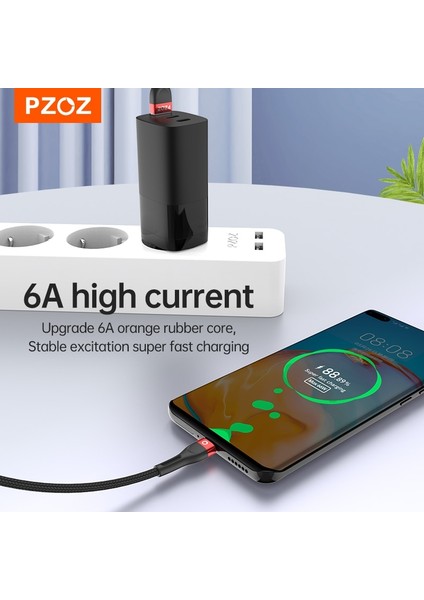 Pzoz 66W 100W 6A USB C Tipi Kablo Için Huawei P40 Pro Mate 30 P30 Pro Supercharge Hızlı Şarj Şarj Cihazı 2m Veri Usb-C Kabloları Tel (Yurt Dışından) fiyatları
