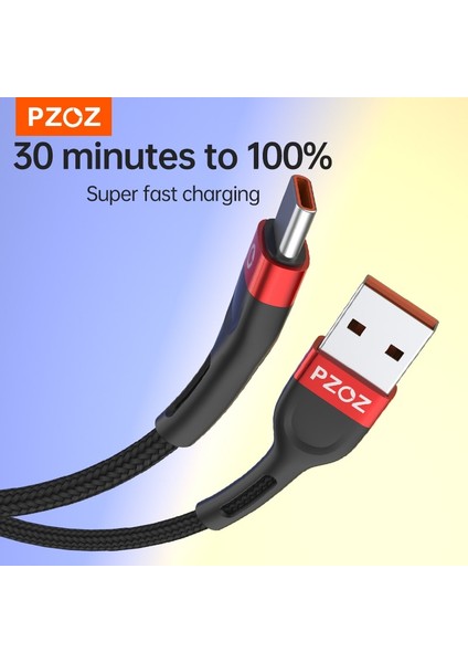 Pzoz 66W 100W 6A USB C Tipi Kablo Için Huawei P40 Pro Mate 30 P30 Pro Supercharge Hızlı Şarj Şarj Cihazı 2m Veri Usb-C Kabloları Tel (Yurt Dışından) fırsatları