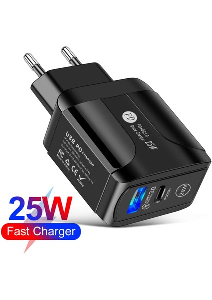 25W Qc+Pd 3.0 USB Bağlantı Noktası Şarj Cihazı Telefon Için Hızlı Şarj 13 12 11 Pro Max x Xs Xr Pad Huawei Xiaomi Lg Samsung Ab/abd Tak Adaptörü (Yurt Dışından)