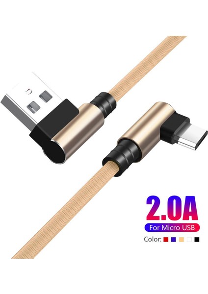 Mikro USB Kablosu Samsung S7 Huawei Xiaomi Redmi Lg 1 M 2 M 3 M Hızlı Şarj Data Sync USB Kablosu 90 Derece Dirsek Şarj Kablosu (Yurt Dışından)