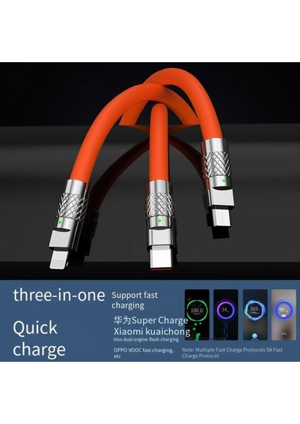 In 1 USB C Kablosu 100 W Süper Hızlı Şarj Cihazı Çinko Alaşımı USB Tip C Mikro USB Silikon Mecha iPhone Şarj Cihazı Için Hızlı Şarj Kablosu (Yurt Dışından)