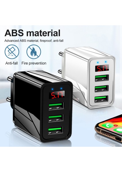 3A USB Şarj Cihazı Cep Telefonu Adaptörü Dijital Ekranlı Hızlı Şarj 3.0 iPhone 13 12 Pro Max Xiaomi Hızlı Şarj Şarj Cihazı (Yurt Dışından) fırsatları