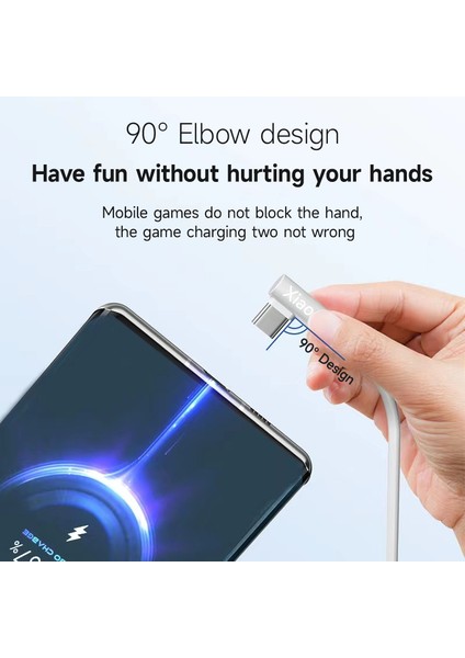 Xiaomi 120W 6A USB Tip C Hızlı Şarj Kablosu 90 Derece Dirsek Oyun Kablosu Mi 12 11 Pro Poco F4 Redmi K50 Siyah Köpekbalığı Şarj Cihazı (Yurt Dışından) modelleri