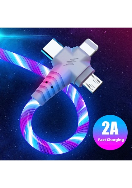 3 In 1 Mikro USB Tip C Şarj Aleti Kablosu Cep Telefonu Kablosu Samsung S10 Xiaomi Huawei Oppo Vıv Akış Aydınlık Aydınlatma USB Kablosu (Yurt Dışından) fiyatları