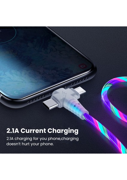 3 In 1 Mikro USB Tip C Şarj Aleti Kablosu Cep Telefonu Kablosu Samsung S10 Xiaomi Huawei Oppo Vıv Akış Aydınlık Aydınlatma USB Kablosu (Yurt Dışından) fırsatları