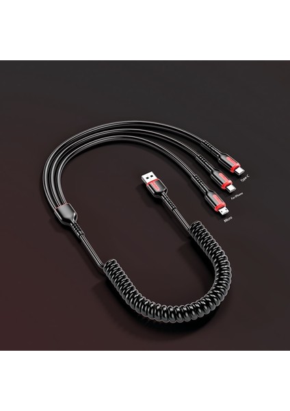 In 1 66W 5A Hızlı Şarj Tipi C Kablo 3A USB Mikro Kablo Xiaomi Redmi Için Huawei Onur Telefon Şarj Cihazı Araba Bahar USB Kabloları (Yurt Dışından) fiyatları