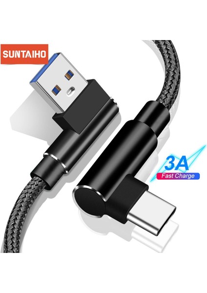 1 2 3 M 90 Derece Hızlı Şarj Veri Tipi C Kablo Samsung S21 S20 Ultra Artı Huawei Xiaomi Oneplus Android Cep Telefonu Kabloları (Yurt Dışından)
