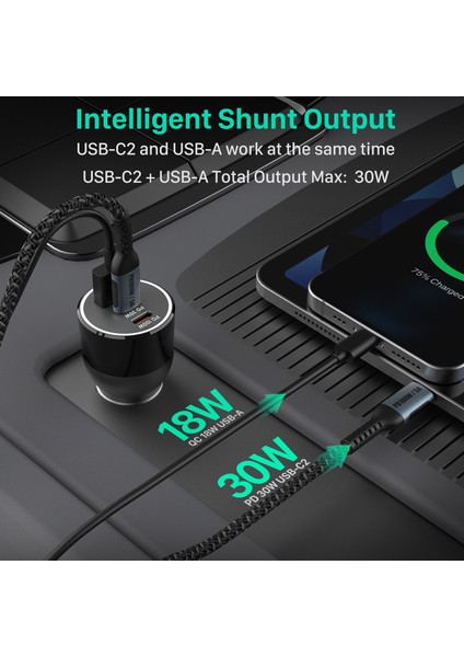 120W 3 Bağlantı Noktalı USB C Araç Şarj Cihazı, Qc4.0 Pd 100W Pps 45W 30W Qc3.0 18W P40/30 Mı 11 Type-C Dizüstü Bilgisayar Için Hp Dell iPad iphone 13 S21/20 (Yurt Dışından) modelleri