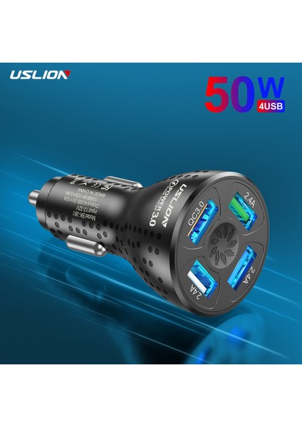 Uslıon USB Hızlı Araç Şarj Cihazı 50W Hızlı Şarj Qc 3.0 4.0 Araç Adaptörü iphone 13 Cep Telefonu Için Evrensel Araç Şarjı Xiaomi (Yurt Dışından)