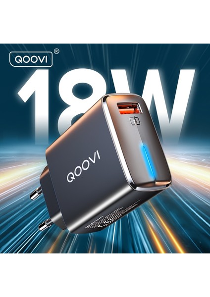 Qoovı 18W USB Şarj Aleti Qc 3.0 Hızlı Şarj Cep Telefonu Duvar Adaptörü Hızlı Şarj iPhone 14 Samsung A71 A51 Xiaomi Huawei (Yurt Dışından)