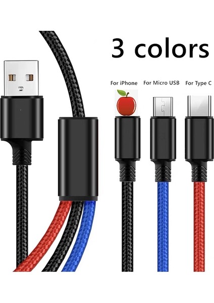 3 In 1 Tip C Mikro USB Çoklu Şarj Kablosu iPhone Huawei Samsung Cep Telefonu Tel Kordon Aksesuarları USB Şarj Veri Kablosu (Yurt Dışından) indirimleri