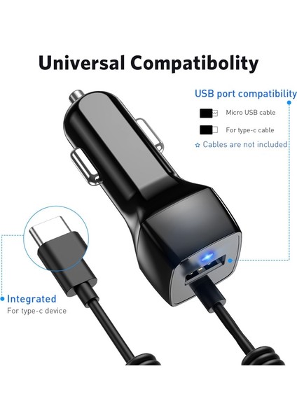 Uslıon USB Araç Telefonu Şarj Cihazı Samsung S10 S9 Artı Araç Şarj Cihazı Mikro USB C Tipi Kablo Hızlı Hızlı Şarj Xiaomi Huawei Sony (Yurt Dışından) fırsatları
