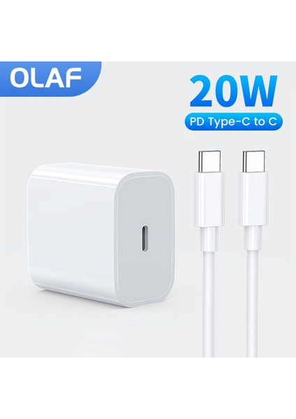 Olaf 20W USB C Şarj Cihazı Hızlı Şarj iPhone 14 13 12 Pro Max 11 Xs Tip C Pd Telefon Şarj Cihazı Hızlı Şarj Cihazı iPhone Kablosu (Yurt Dışından)