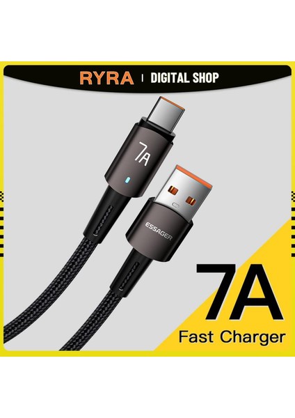 Ryra 7A 100W Usb2.0 Tip C Kablo Tel 0.5m/1m/3m Hızlı Şarj USB C Şarj Veri Kablosu Oppo Vıvo Huawei P30 P40 Pro Samsung (Yurt Dışından)