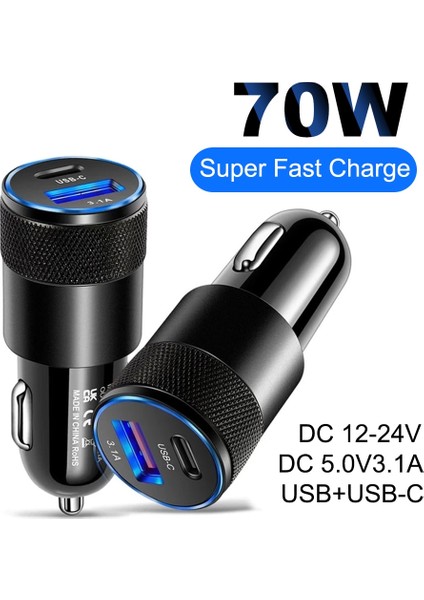 70W USB Araç Şarj Cihazı Hızlı Şarj 3.0 Tip C Hızlı Şarj Telefon Adaptörü iPhone 13 12 11 Pro Max Redmi Huawei Samsung S21 S22 (Yurt Dışından)