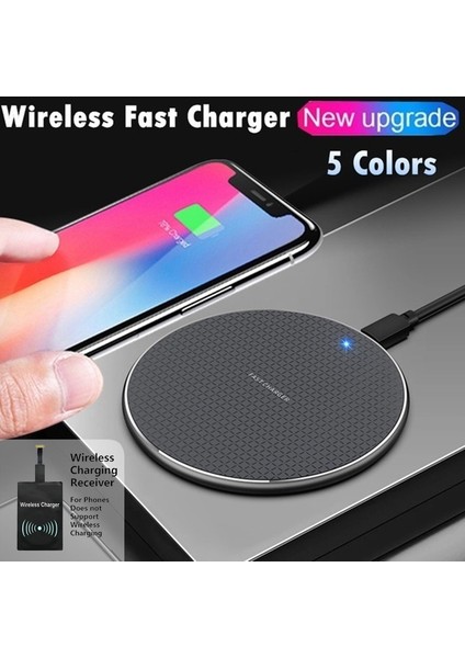 Kablosuz Cep Telefonu Şarj Cihazı Evrensel Masaüstü Ultra-Ince Yuvarlak Alüminyum Alaşım Iphone Samsung Android Için Şarj Dock Istasyonu (Yurt Dışından)