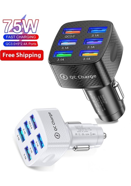 15A 6 Port USB Hızlı Araç Şarj Cihazı iPhone 11 12 13 Pro Max Mini Hızlı Şarj Adaptörü Xiaomi Samsung Huawei Için (Yurt Dışından)