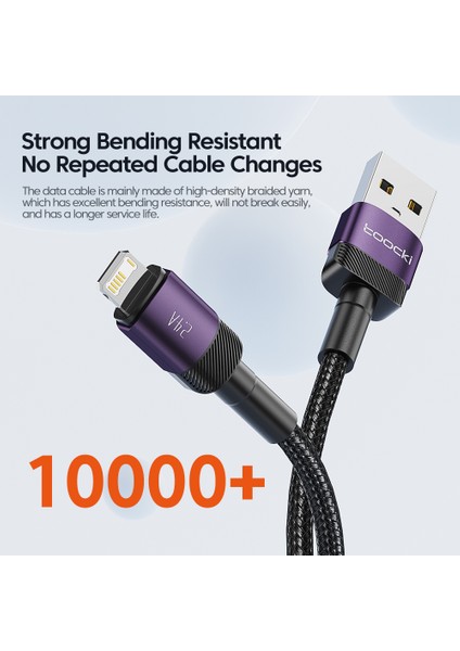 Toocki USB Kablosu iPhone 14 13 12 11 Pro Max Xs 8 7 Artı 2.4A Hızlı Şarj Aydınlatma Kablosu iPhone Şarj Cihazı Veri Kablosu Tel (Yurt Dışından) modelleri