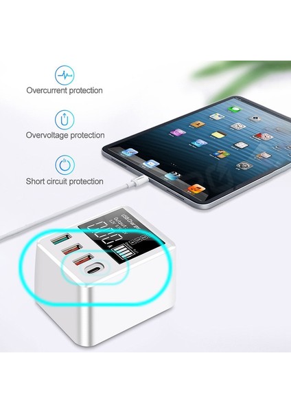 Qc3.0+Type-C USB Şarj Aleti Dijital Ekran Hızlı Şarj Aleti Katlanabilir Seyahat Şarj Aleti Fişi (Yurt Dışından) fırsatları