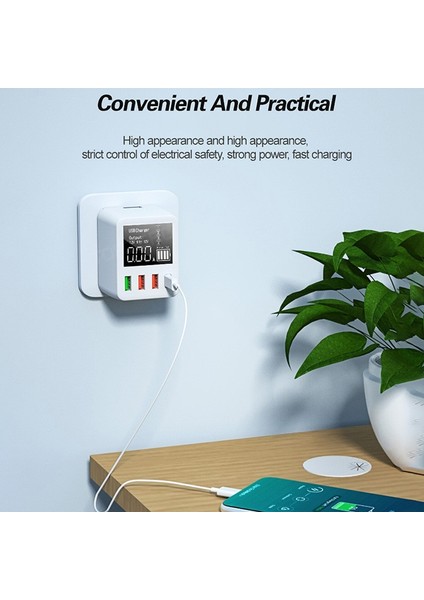 Qc3.0+Type-C USB Şarj Aleti Dijital Ekran Hızlı Şarj Aleti Katlanabilir Seyahat Şarj Aleti Fişi (Yurt Dışından) indirimleri