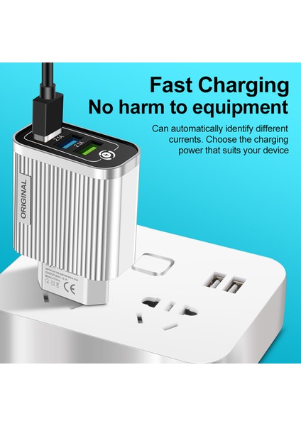 Gu 3 Portlu USB Cep Telefonu Şarj Cihazı ile LED Işık 5V/3A Taşınabilir Hızlı Hızlı Şarj USB Adaptörü Abd/ab Tak (Yurt Dışından) indirimleri