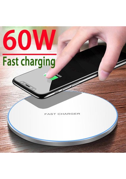 60W Qi Kablosuz Şarj Cihazı iPhone 13 12 11 Pro Xs Max Mini x Xr Indüksiyon Hızlı Kablosuz Şarj Pedi Samsung Xiaomi Huawei Için (Yurt Dışından)