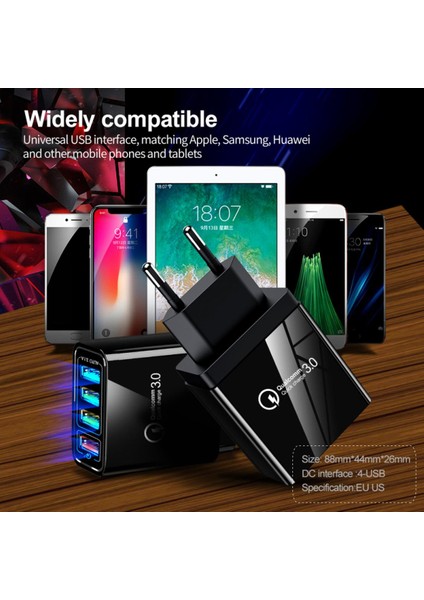 Qc 3.0 Hızlı Şarj Cihazı 2.4A Tüm Markalar Için Hızlı Şarj / Samsung / Iphone / Htc / Infinix / Xiaomi / Huawei / Nokia / Lenovo - Siyah/beyaz (Yurt Dışından)