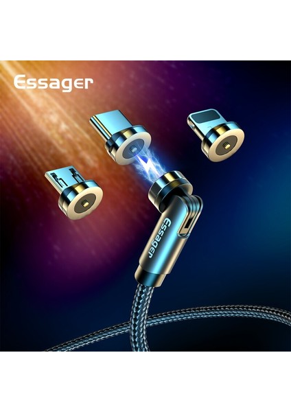 Ryra Hızlı Şarj Mıknatıs Şarj Cihazı 540 ° Döndür Manyetik Kablo Mikro USB Tip C Kablo iPhone Android Telefon Kablo Tel (Yurt Dışından) indirimleri