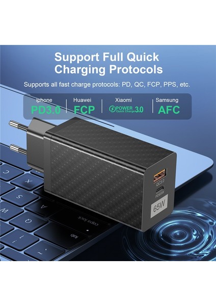 Uslıon 65W Gan USB C Şarj Cihazı Hızlı Şarj Macbook Tablet Için Samsung Xiaomi USB Tip C Pd Şarj Cihazı iPhone 14 13 Şarj Cihazı (Yurt Dışından) fiyatları