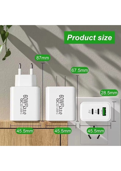 60W Gan USB Tip C Hızlı Duvar Şarj Cihazı Pd Qc3.0 MacBook Pc Adaptörü Samsung Lg iPhone 14 PRO13/12/11/XS/XR/X/SE/IPAD Için Usb-C (Yurt Dışından) fırsatları