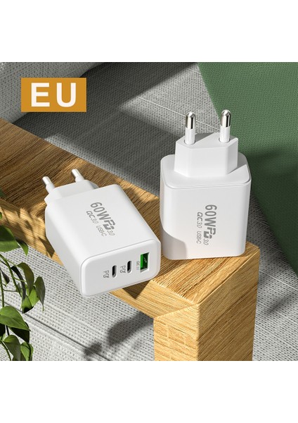 60W USB Tip C Şarj Cihazı Hızlı Şarj 3.0 Cep Telefonu 3 Port Duvar Hızlı Pd Şarj Adaptörü iPhone 14 13 Samsung Xiaomi Poco F3 (Yurt Dışından) fırsatları