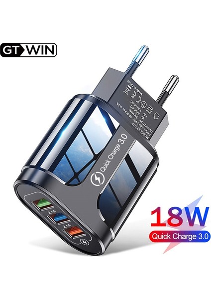 Gtwın 3 USB Hızlı CHAR2GER Hızlı Şarj 3.0 Evrensel Duvar Cep Telefonu Şarj Cihazı Samsung Xiaomi iPhone Qc3.0 Şarj Adaptörü (Yurt Dışından)