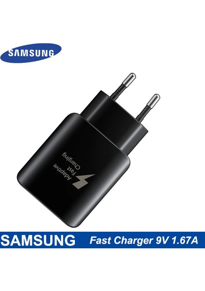 Samsung S10 Artı Hızlı Şarj Cihazı Ab Seyahat Adaptörü 9V1.67A Hızlı Şarj 1.5m Mikro USB Kablosu 10W Not 10 9 8 A50 A70 S8 S9 (Yurt Dışından) modelleri