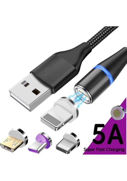 3A Hızlı Şarj USB Kablosu Mikro Tip C Mıknatıs Cep Telefonu Manyetik Veri USB Şarj Cihazı Umıdıgı Bıson 2 Pro Samsung Galaxy A2 (Yurt Dışından)