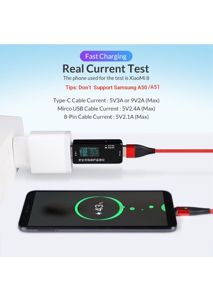 Topk AM61 2 M 3A Manyetik Kablo Hızlı Şarj C Tipi Kablo iPhone Şarj Cihazı Veri Şarjı Mikro USB Kablosu Hızlı Şarj Kablosu (Yurt Dışından) fiyatları