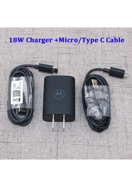 18W Turbo Güç Şarj Cihazı Qc3.0 Hızlı Şarj Seyahat Adaptörü Abd Tak Mikro/c Tipi Kablo Motorola Moto Edge X30 G5 G6 G7 P50 Z3 (Yurt Dışından)