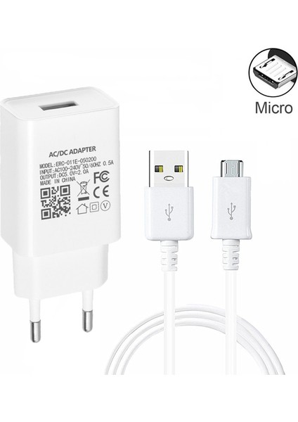 USB Şarj Aleti Adaptörü Cep Telefonu Ab Tak Güç Bankası Samsung Galaxy A10 S7 S6 Kenar J310 J330 J510 J530 J3 J7 Mikro USB Kablosu (Yurt Dışından)