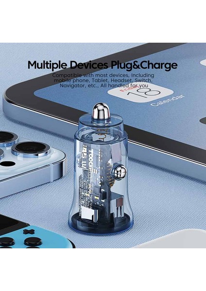 Toocki 45W USB Araç Şarj Cihazı Hızlı Şarj 4.0 Qc 3.0 Scp Pd USB Tip C Araç Telefonu Şarj Cihazı Hızlı Şarj iPhone Xiaomi Samsung Için (Yurt Dışından) fiyatları
