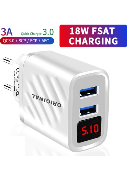 LED USB Şarj Aleti Hızlı Şarj 3.0 Hızlı Şarj Cihazı iPhone Pro Max Redmi Için Huawei Samsung Cep Telefonu Şarj Cihazı USB Şarj Adaptörü (Yurt Dışından)