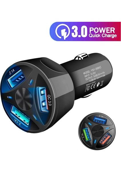 Tkey Qc 3.0 3 Portlu Araç Şarj Cihazı USB Evrensel Telefon Şarj Cihazı Arabada Hızlı Şarj Iphone 11 Pro Samsung A10 Hızlı Şarj Cihazı 3.0 (Yurt Dışından)