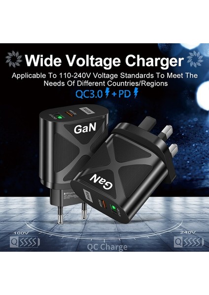 65W Gan Hızlı Şarj Cihazı Abd/ab/ingiltere Fiş Tipi-C Pd+Qc3.0 USB 5V/6.6A 9V/3A 12V/2.75A 20V/1.67A Xiaomi iPhone Kablosu Için Hızlı Şarj (Yurt Dışından) indirimleri